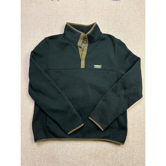 L.L. Bean Other - LL Bean Men Sweater Fleece Pullover Large Green Snap Neck 298050 Midweight L REG
